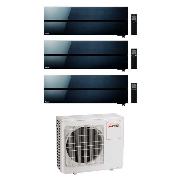 Condizionatore Climatizzatore Mitsubishi Electric Trial Split Kirigamine Style Onyx Black R-32 9+9+9 BTU Con MXZ-3F68VF4 Wi-Fi Integrato