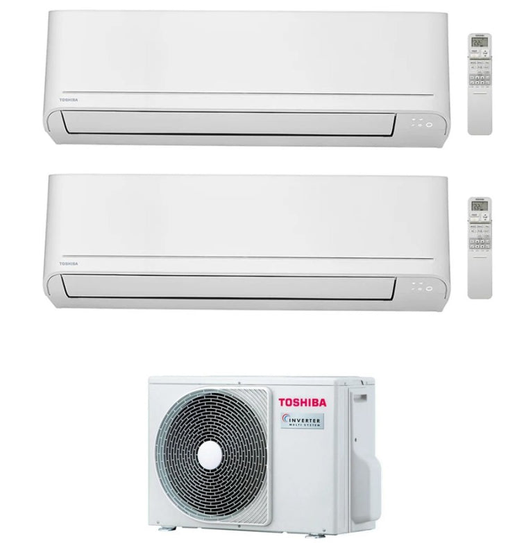 Condizionatore Climatizzatore Toshiba Dual Split Inverter R-32 Modello Seiya Classic 10000+10000 BTU Con RAS-2M14G3AVG-E Wi-Fi Optional