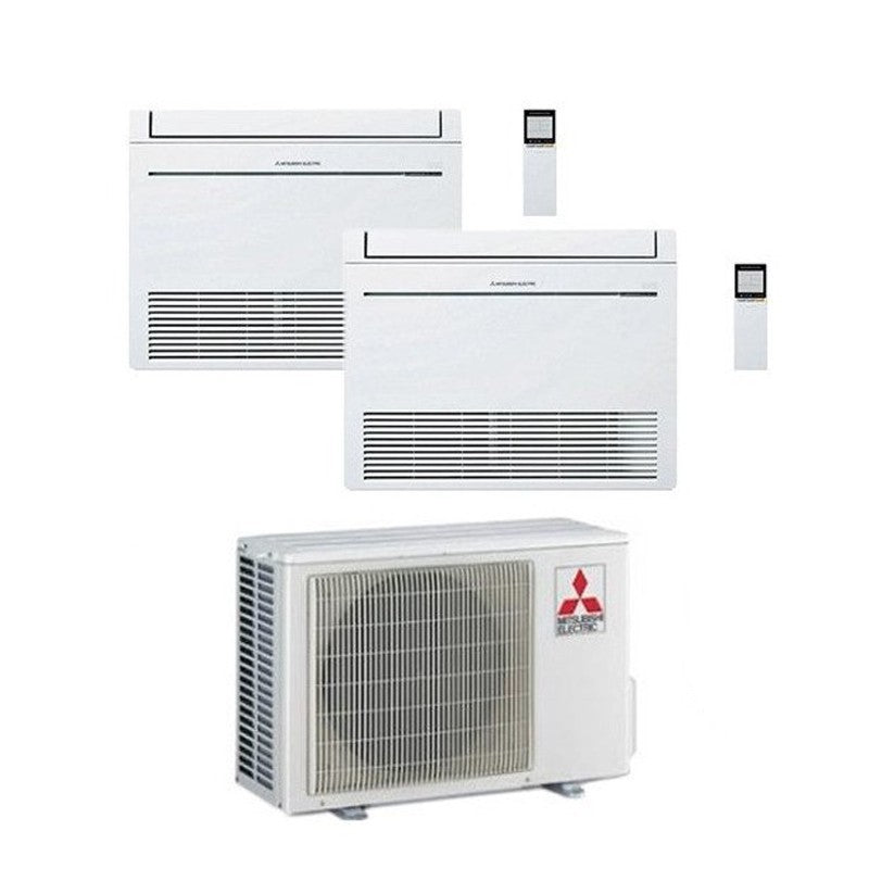 Condizionatore Climatizzatore Mitsubishi Electric Dual Split Pavimento R32 MFZ-KT 12000+12000 BTU Con MXZ-3F68VF Wi-Fi Optional