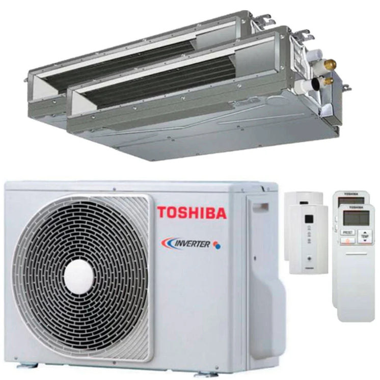 Climatiseur gainable Toshiba Dual Split Inverter U2 13000+7000 avec Wi-Fi RAS-2M14G3AVG-E R-32 et commande infrarouge en option inclus