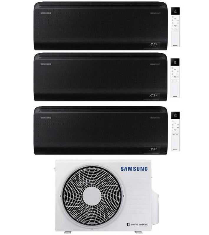 Condizionatore Climatizzatore Samsung Trial Split Inverter Windfree Black R-32 9000+9000+12000 BTU Con AJ052TXJ3KG Wi-Fi Integrato