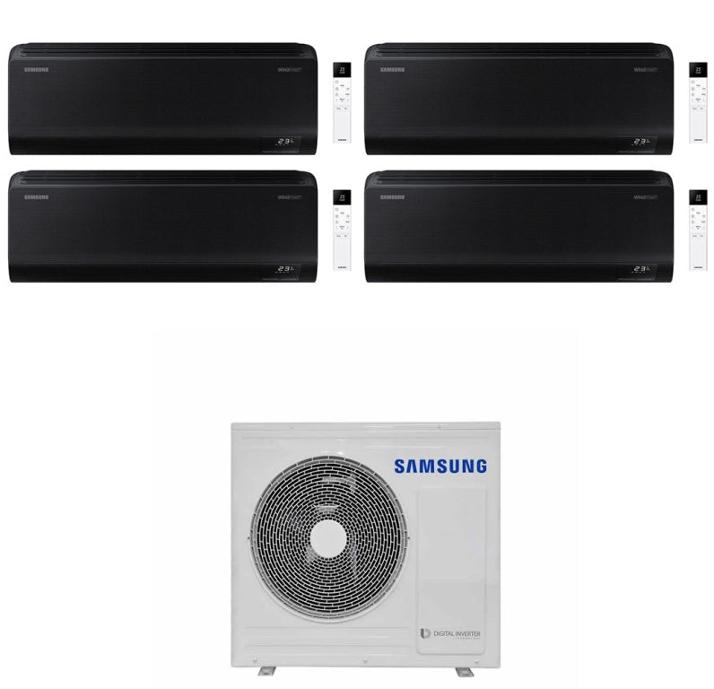 Condizionatore Climatizzatore Samsung Quadri Split Inverter Windfree Black R-32 9000+9000+12000+12000 BTU Con AJ080TXJ4KG/EU Wi-Fi Integrato