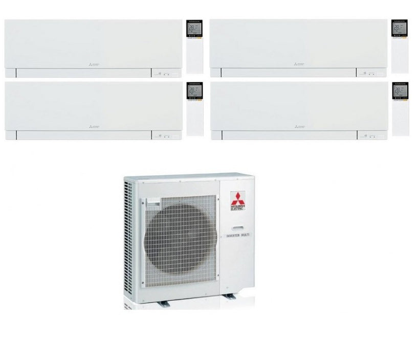 Climatiseur split inverter Mitsubishi Electric Quadri Kirigamine Zen Blanc R-32 9000+12000+12000+12000 Blanc avec MXZ-4F72VF4 et Wi-Fi intégré 9+12+12+12