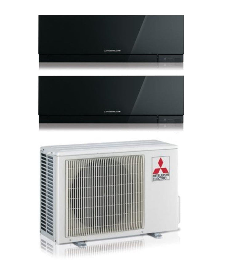 Climatiseur Mitsubishi Electric Dual Split Inverter Kirigamine Zen Noir R-32 7000+12000 avec MXZ-2F53VF4 7+12 Wi-Fi intégré