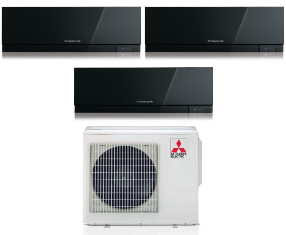 Condizionatore Climatizzatore Mitsubishi Electric Trial Split inverter Kirigamine Zen Black R-32 7000+9000+15000 Colore Nero con MXZ-3F68VF4 7+9+15