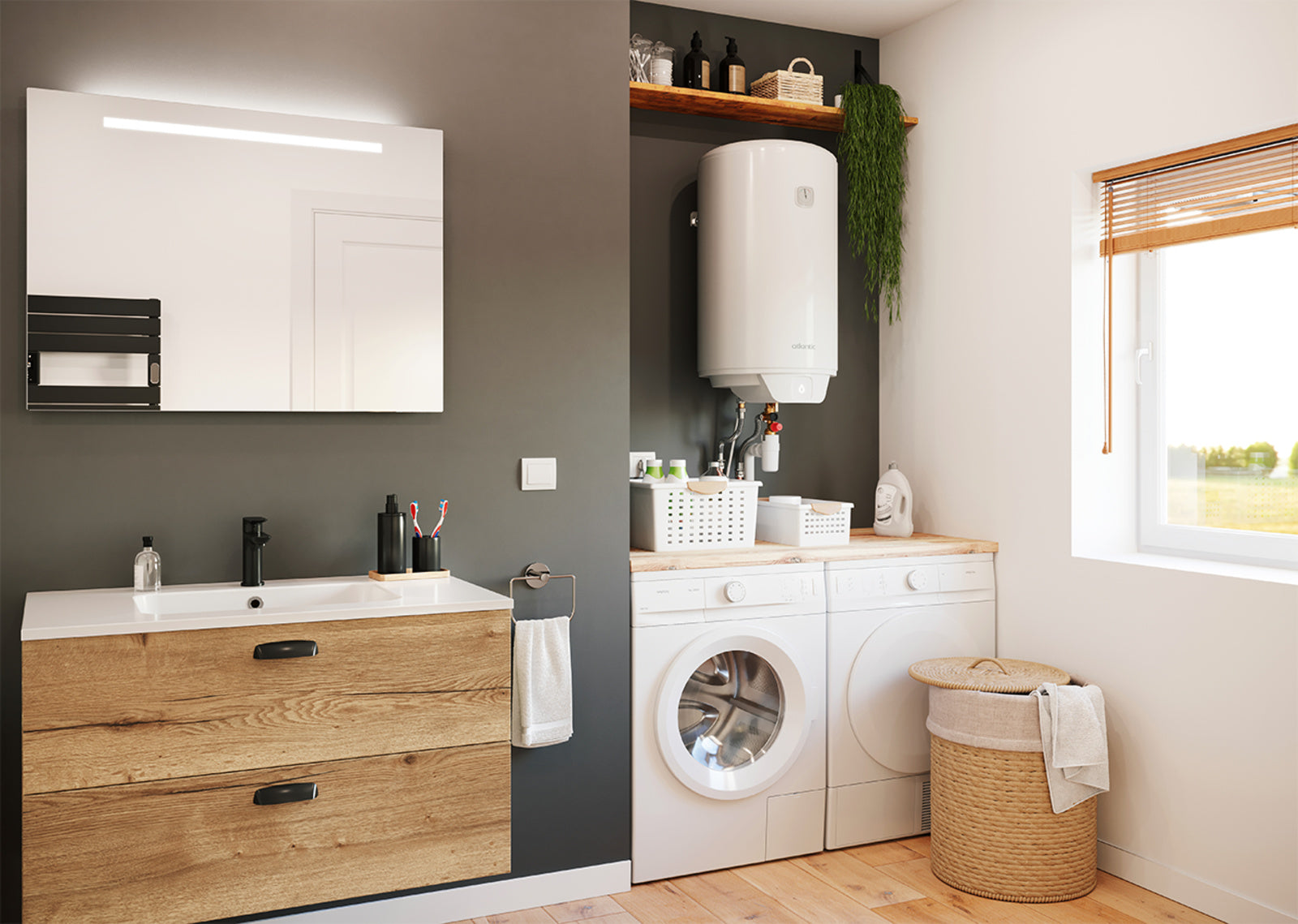 Atlantic Ego Series 50-Liter Vertical Electric Water Heater, Code 841348 - 2-Year Warranty