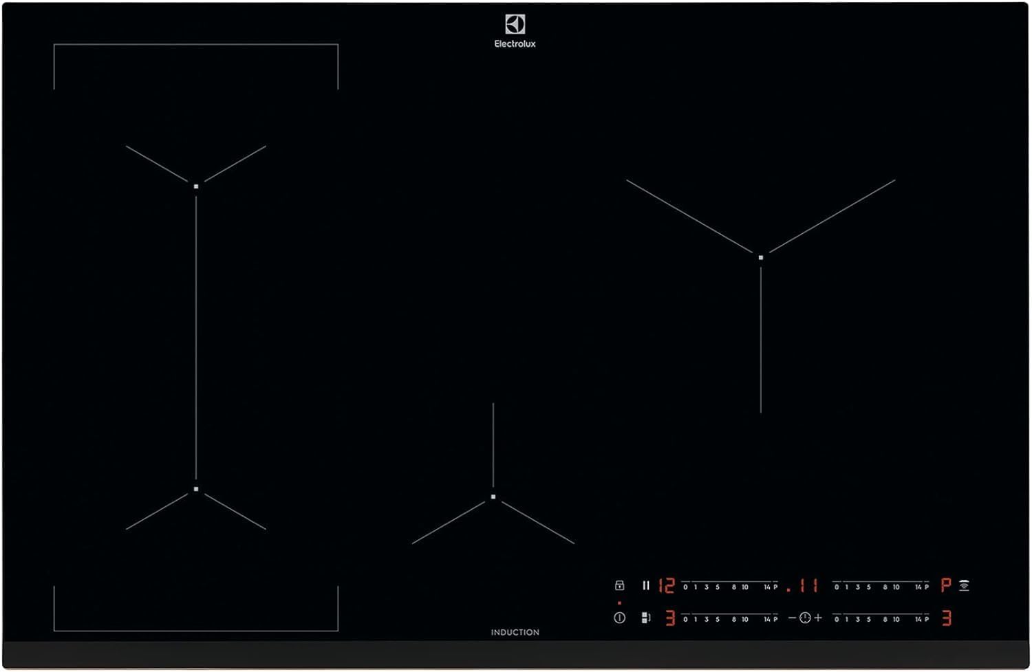 Piano Cottura a Induzione Da Incasso Electrolux Serie 600 Bridge LIL83443 Nero 80 cm 4 Zone