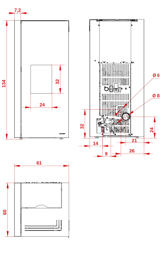 Termostufa a Pellet Palazzetti Ecofire Dadò Idro TC 15 Kw - Vari Colori