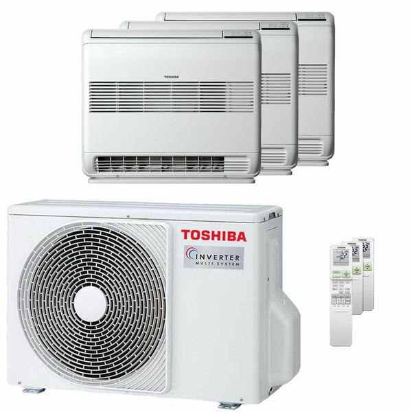 Condizionatore Climatizzatore Toshiba Trial Split Inverter Console Pavimento R-32 7000+7000+10000 BTU RAS-3M18G3AVG-E Wi-Fi Optional