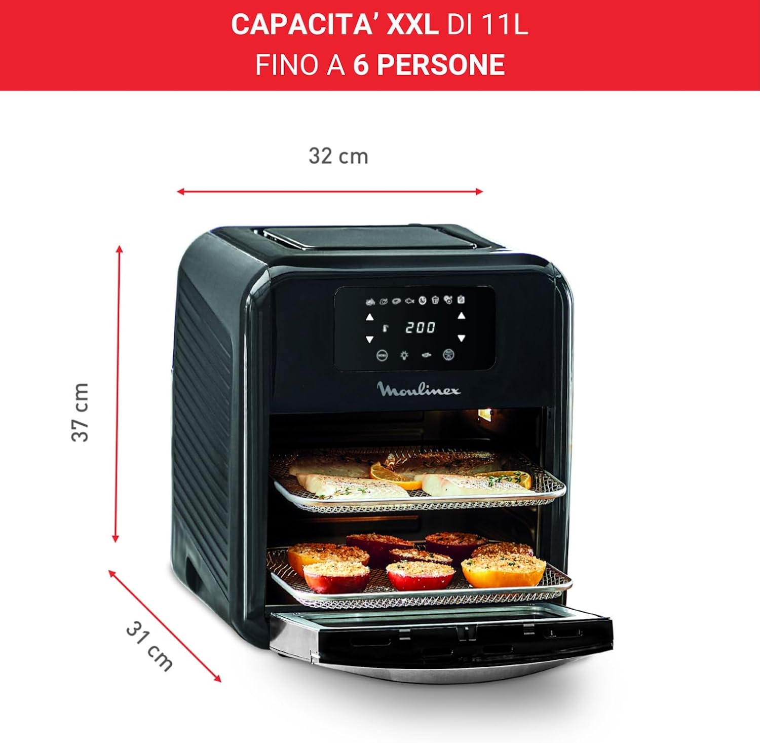 Friggitrice ad Aria Calda Moulinex Oven&Grill 11L Nero