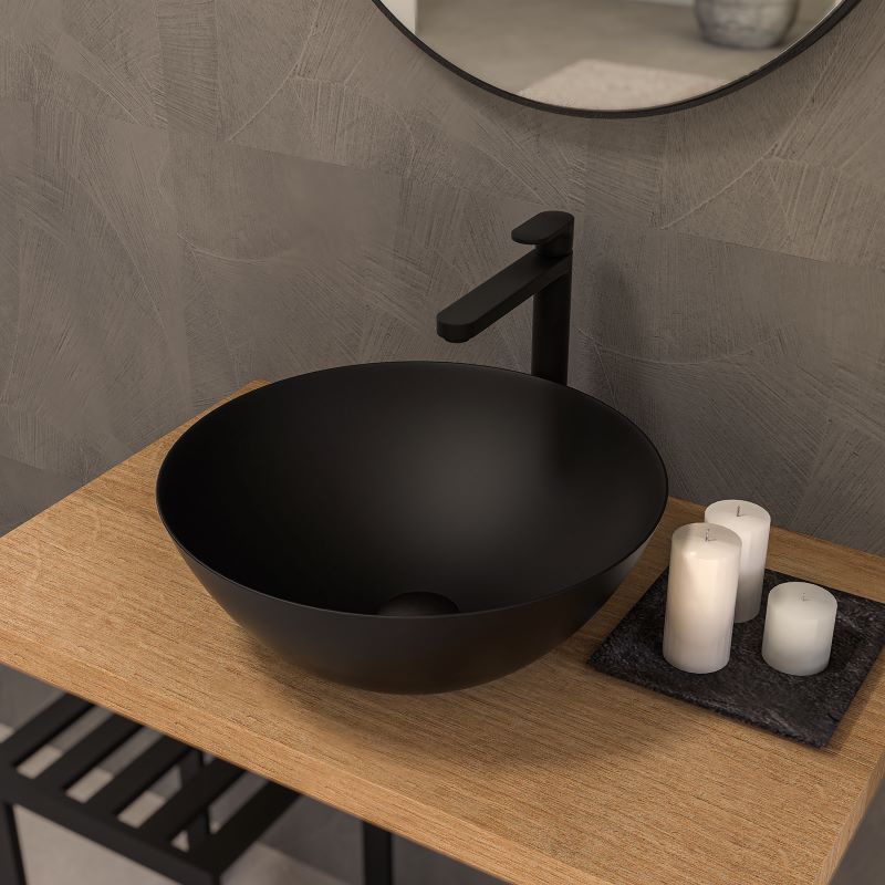 ERCOS Lavabo Tondo da Appoggio Senza Troppo Pieno Serie Musa - 40cm Cod. MUSA0001 - Vari Colori