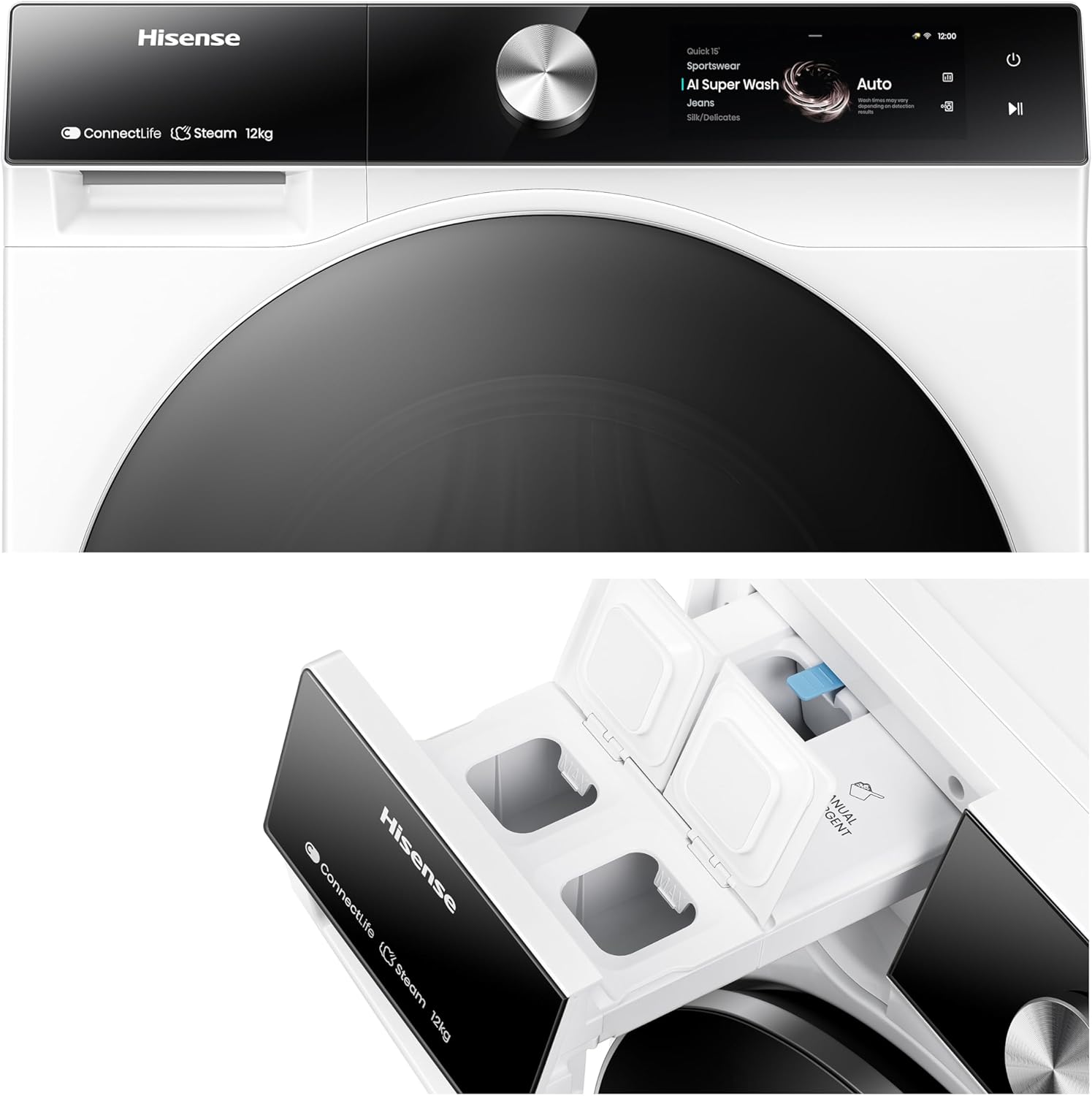 Lavatrice Libera Installazione Caricamento Frontale Hisense WF7S1247BW 12 kg 1400 Giri/min Bianco