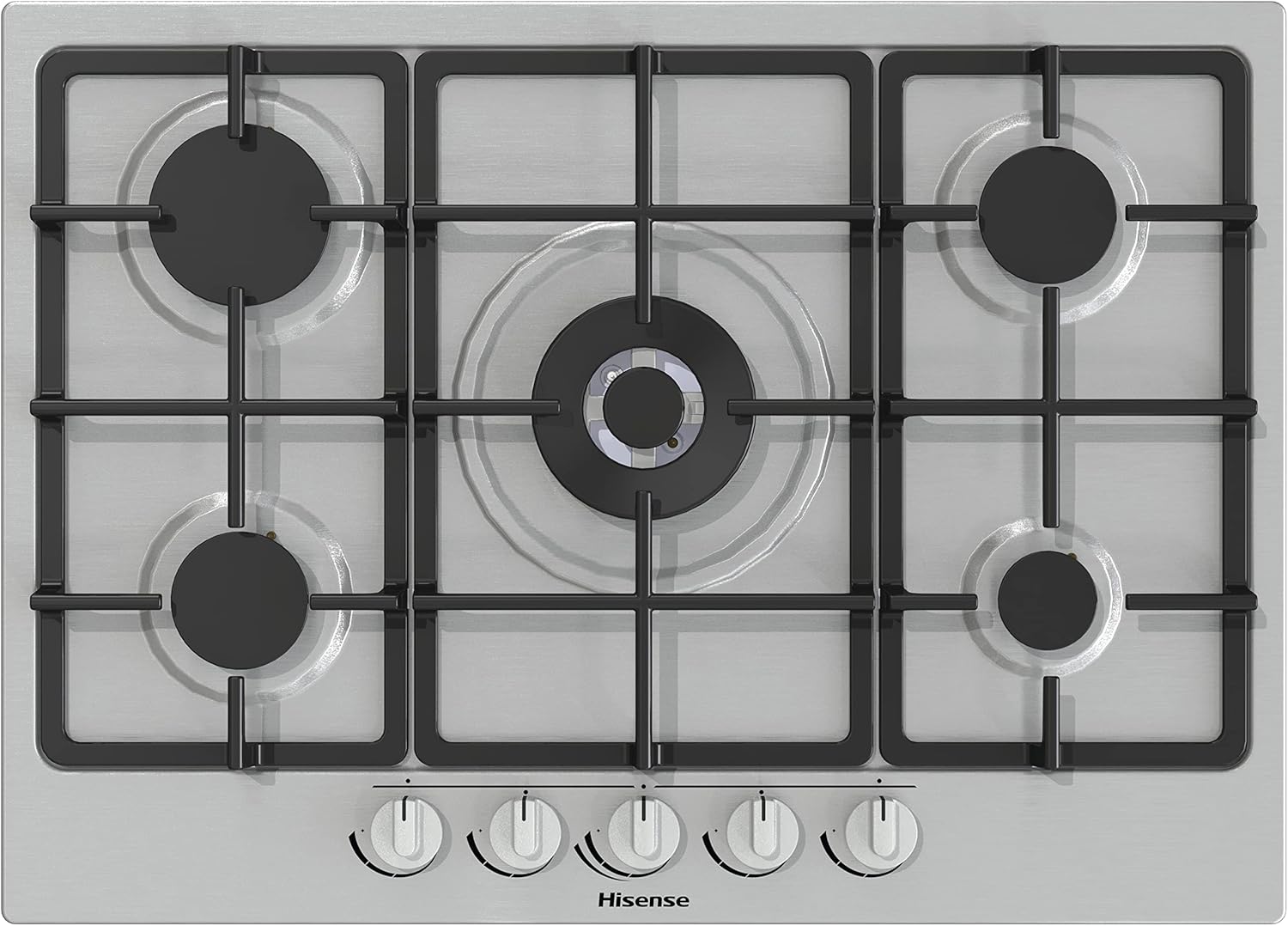 Piano Cottura a Gas Hisense GM773XF 70 cm Colore Inox 5 Zone Griglie In Ghisa