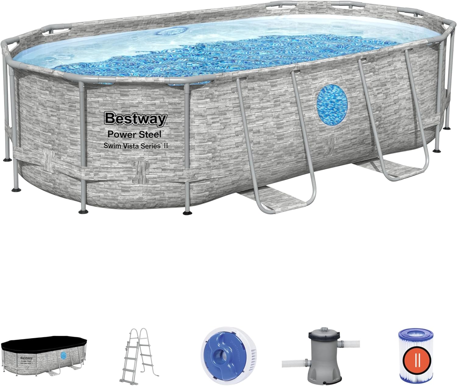 PISCINA BESTWAY C/TELAIO E POMPA OVALE 427X250XH100 - Cod. 56714