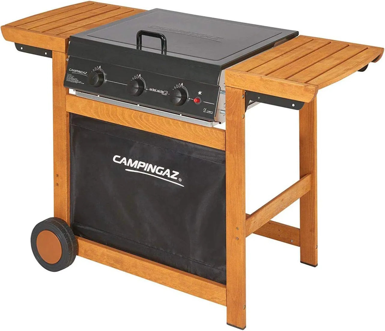 Campingaz Barbecue Adelaide 3 Woody Dual Gas da Giardino BBQ da Esterno 14 kW con Ruote Bruciatori in Ghisa - 3000005744