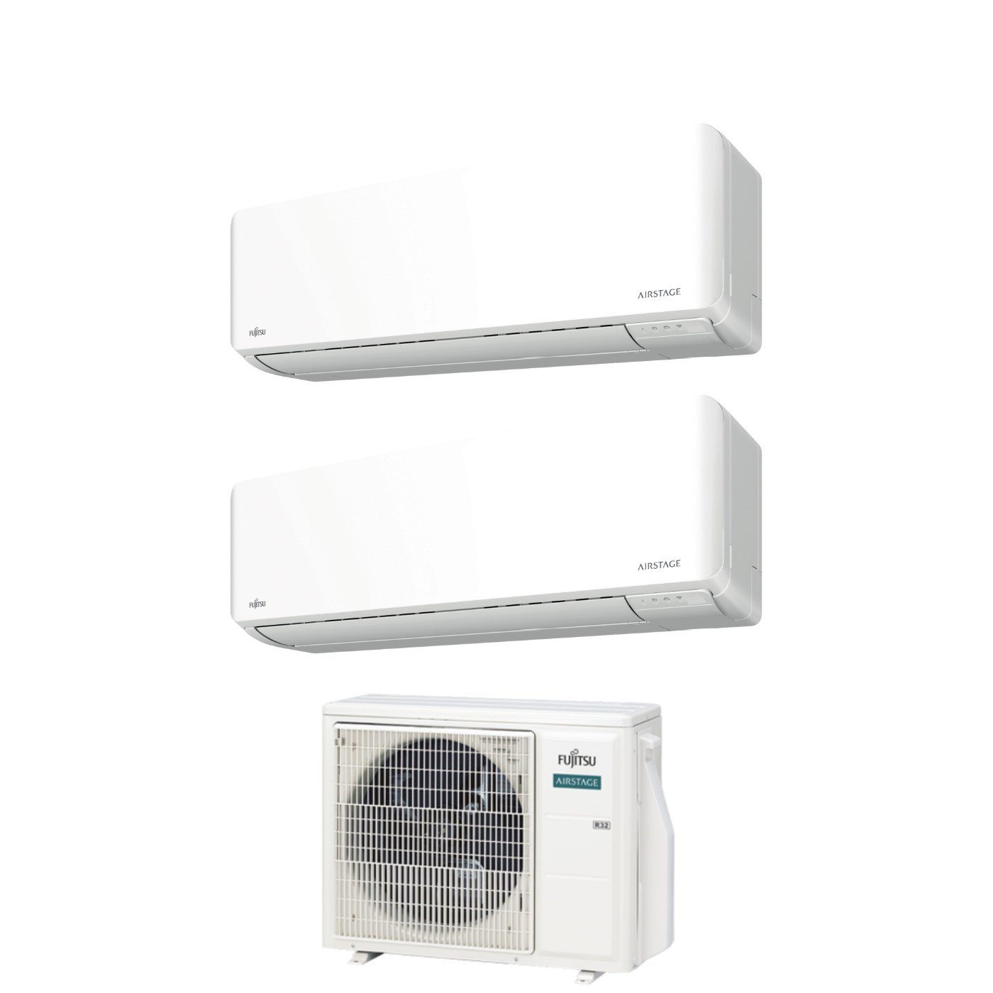 Condizionatore Climatizzatore Fujitsu Dual Split Inverter Serie KM R32 9000+12000 BTU Con AOEG18KBCA2 Wi-Fi