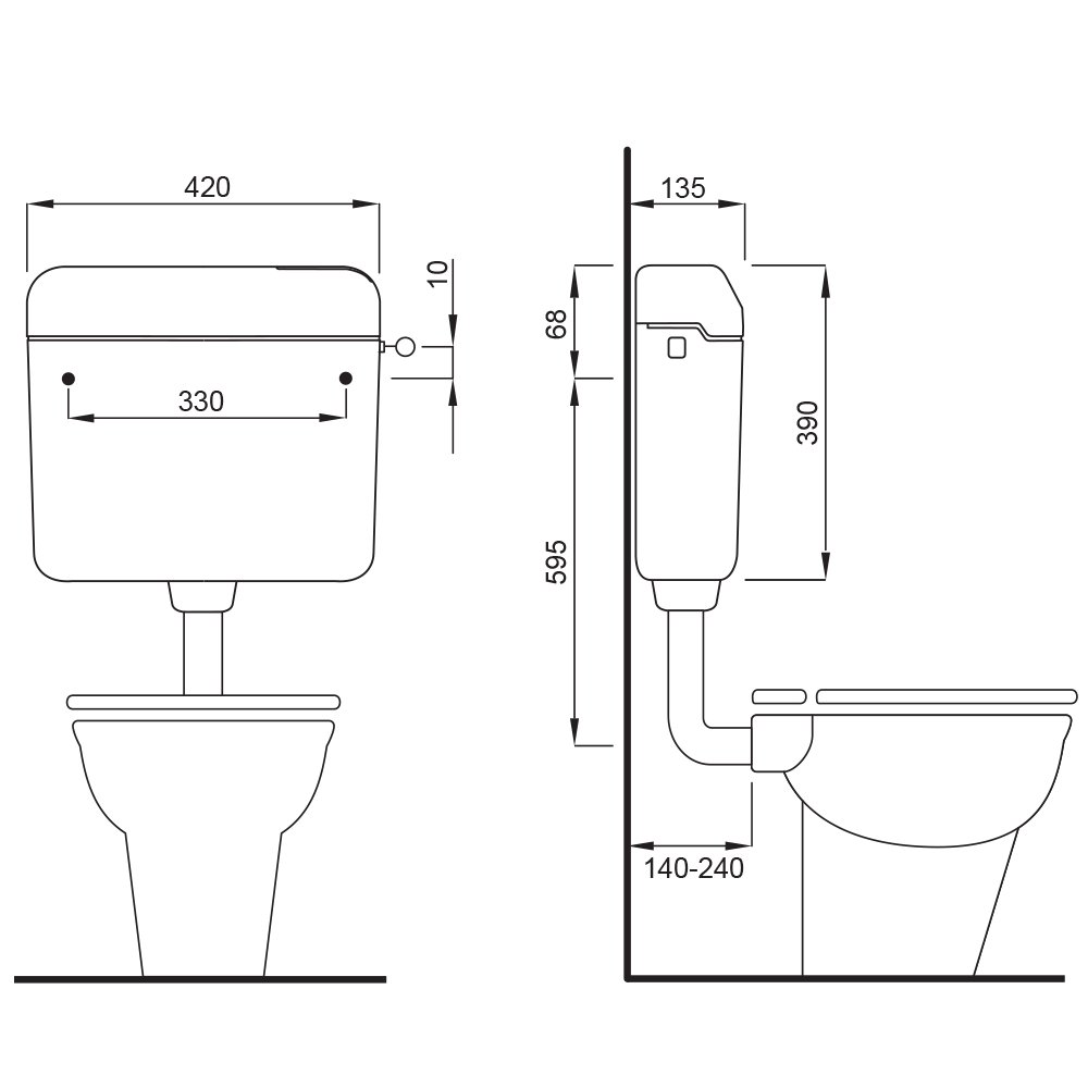 Disegno tecnico cassetta Cassetta esterna pneumatica WC SCHWAB VIRGO DUO/VIRGO PNEU