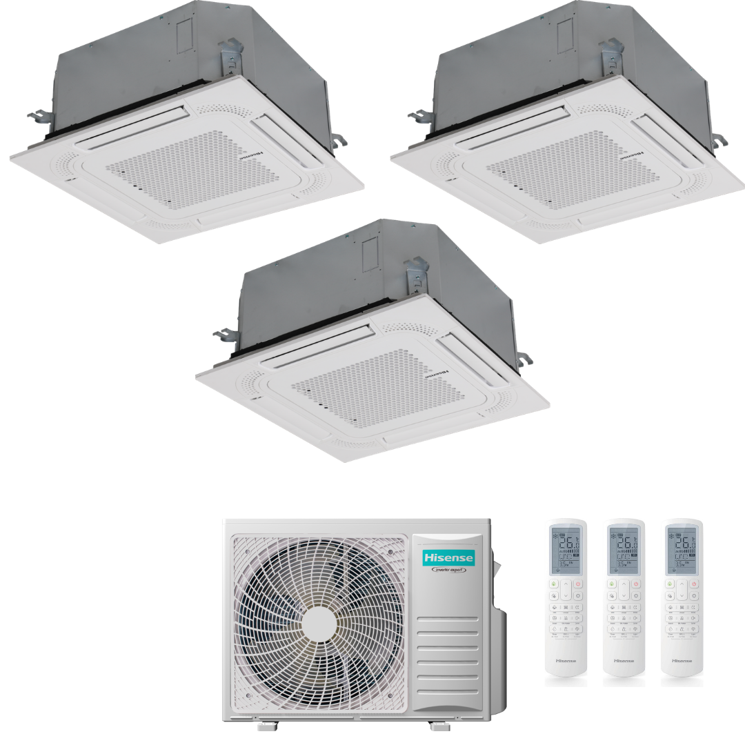 Condizionatore Climatizzatore Hisense Trial Split Inverter a Cassetta 12000+12000+12000 Con 3AMW72U4RJC Wi-Fi Optional - Comando Incluso