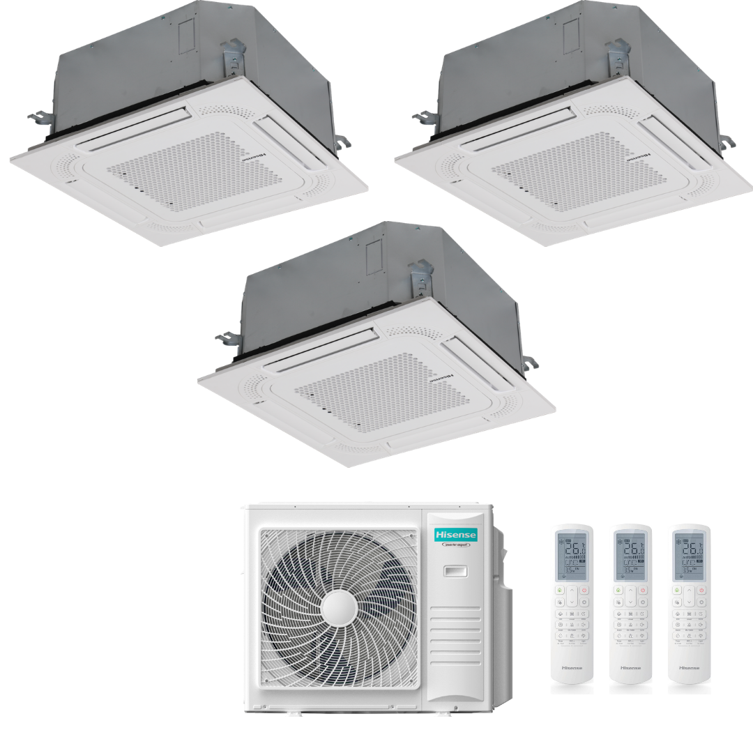 Condizionatore Climatizzatore Hisense Trial Split Inverter a Cassetta 12000+18000+18000 Con 5AMW105U4RQC Wi-Fi Optional - Comando Incluso