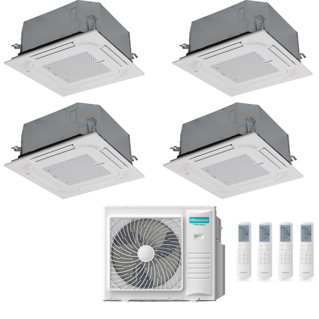 Condizionatore Climatizzatore Hisense Quadri Split Inverter a Cassetta 12000+12000+12000+12000 Con 5AMW105U4RQC Wi-Fi Optional - Comando Incluso