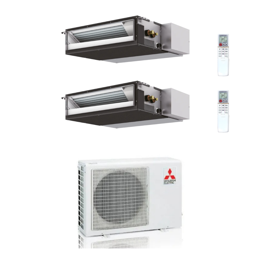 Condizionatore Climatizzatore Mitsubishi Electric Dual Split Canalizzabile R-32 12000+12000 BTU Con MXZ-2F53VF4 Wi-Fi Optional - Comando Incluso