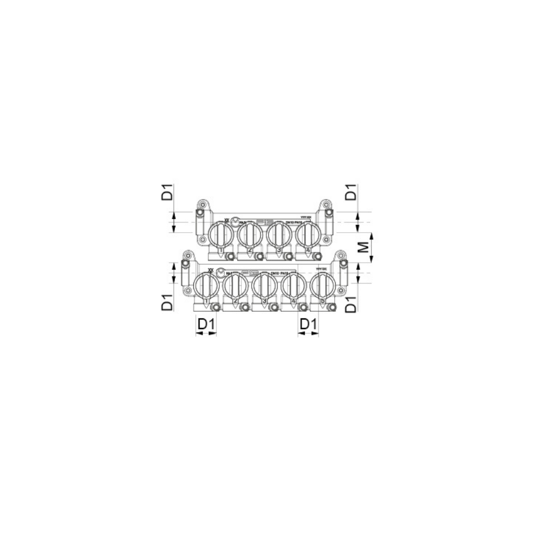 TECO Kit Collettore Sanitario Multi Intercettazione da Incasso Modello K4.3 - Uscite 4+3 e 5+4