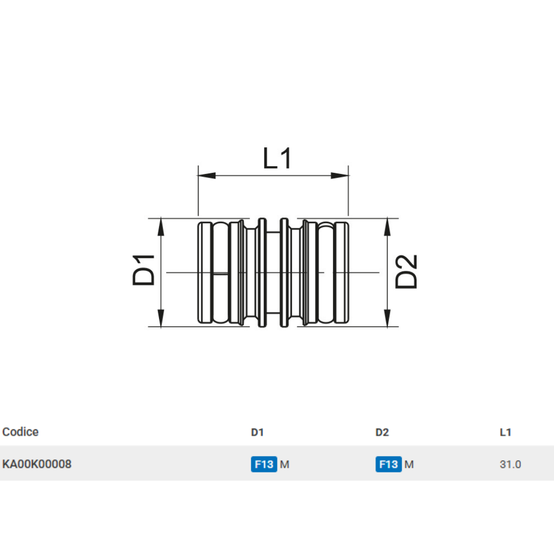 TECO Raccordi FASTEC Nipplo F13 M/M - Cod. KA00K00008 (10 pz.)