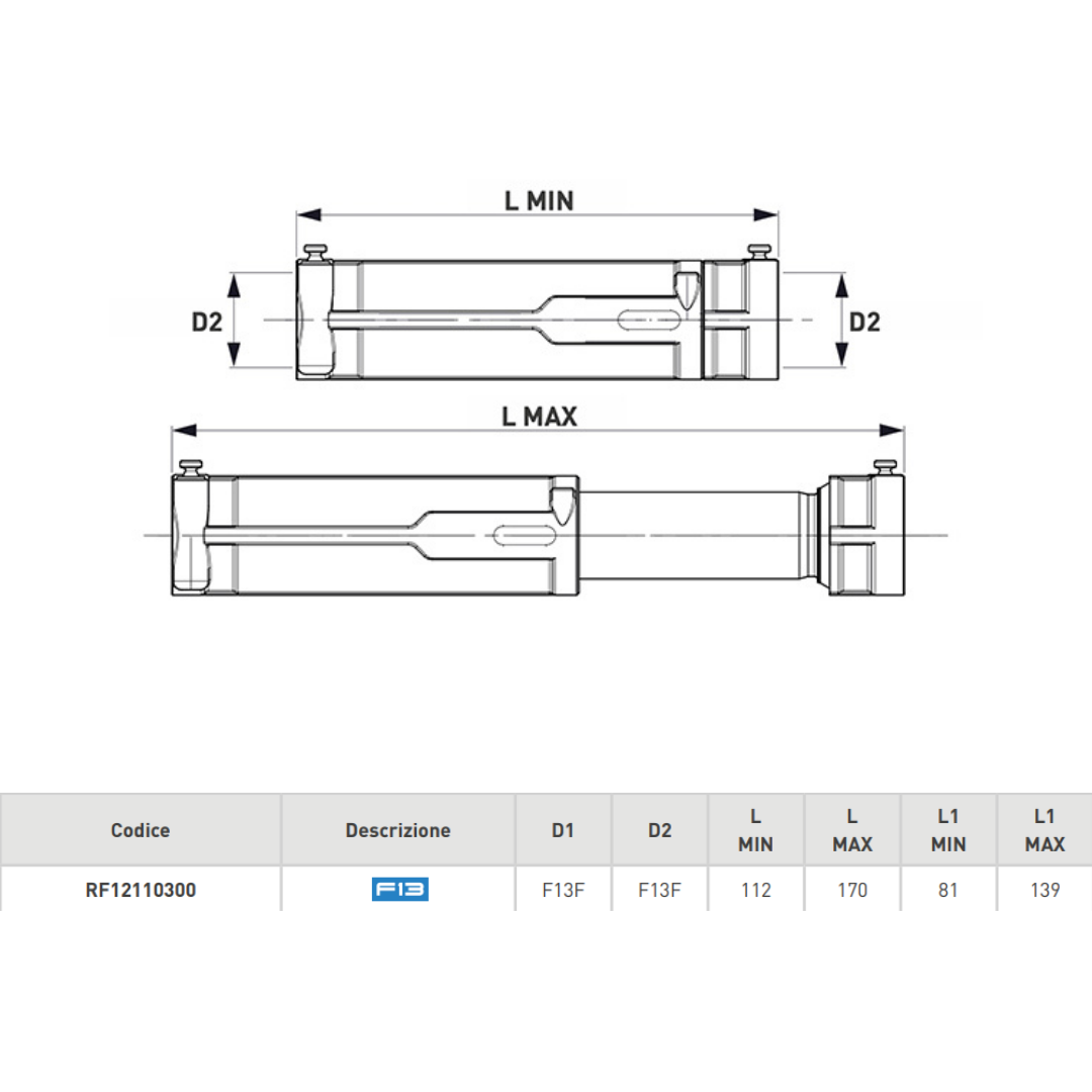TECO Fastec Giunto Telescopico EXTENDER F13 F/F - Cod. RF12110300 (5 pz.)
