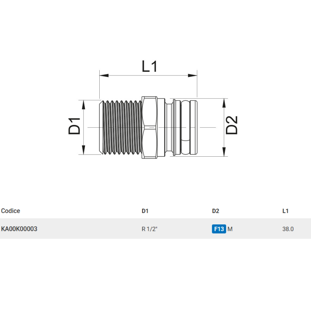 TECO Raccordo Filettato Maschio FASTEC F13 M x R 1/2