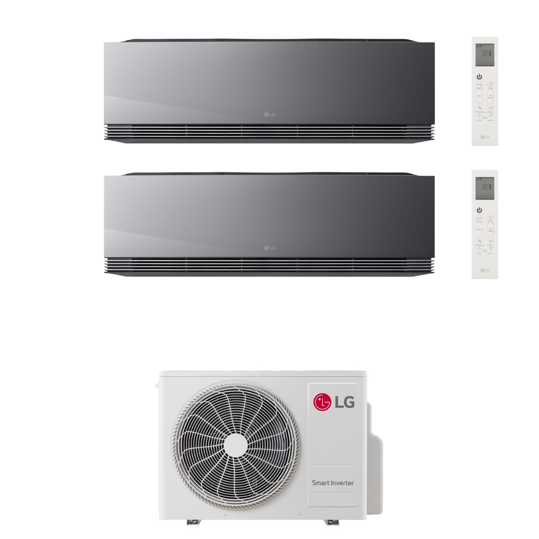 Climatiseur LG Dual Split Inverter R-32 ARTCOOL Mirror Al Air 12000+12000 BTU avec Wi-Fi intégré et MU2R17 12+12