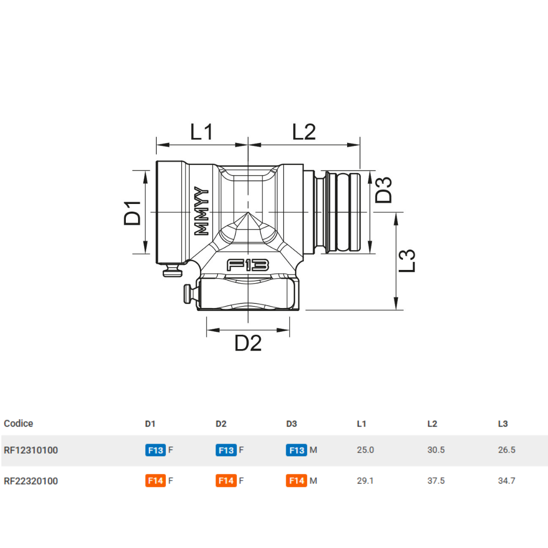 TECO Raccordi FASTEC Tee - F13 M/F/F - Cod. RF12310100 (5 pz.)