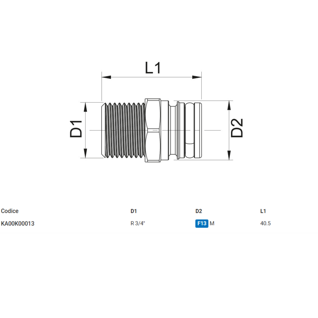 TECO Raccordo Filettato Maschio FASTEC F13 M x R 3/4