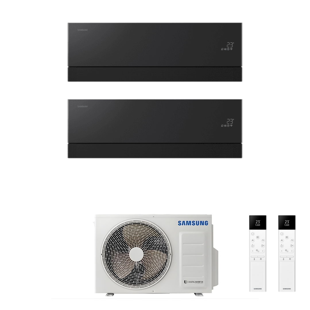 Condizionatore Climatizzatore Samsung Dual Split Inverter Windfree Première+ Plus R-32 7000+7000 BTU Soapstone Charcoal Wi-Fi Integrato Con AJ040TXJ2KG/EU 7+7