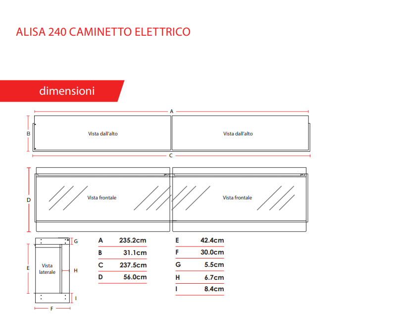 Camino Elettrico da Incasso MaisonFire Modello ALISA 240