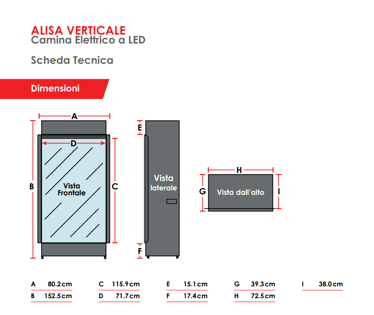 Camino Elettrico da Incasso MaisonFire Modello ALISA VERTICALE