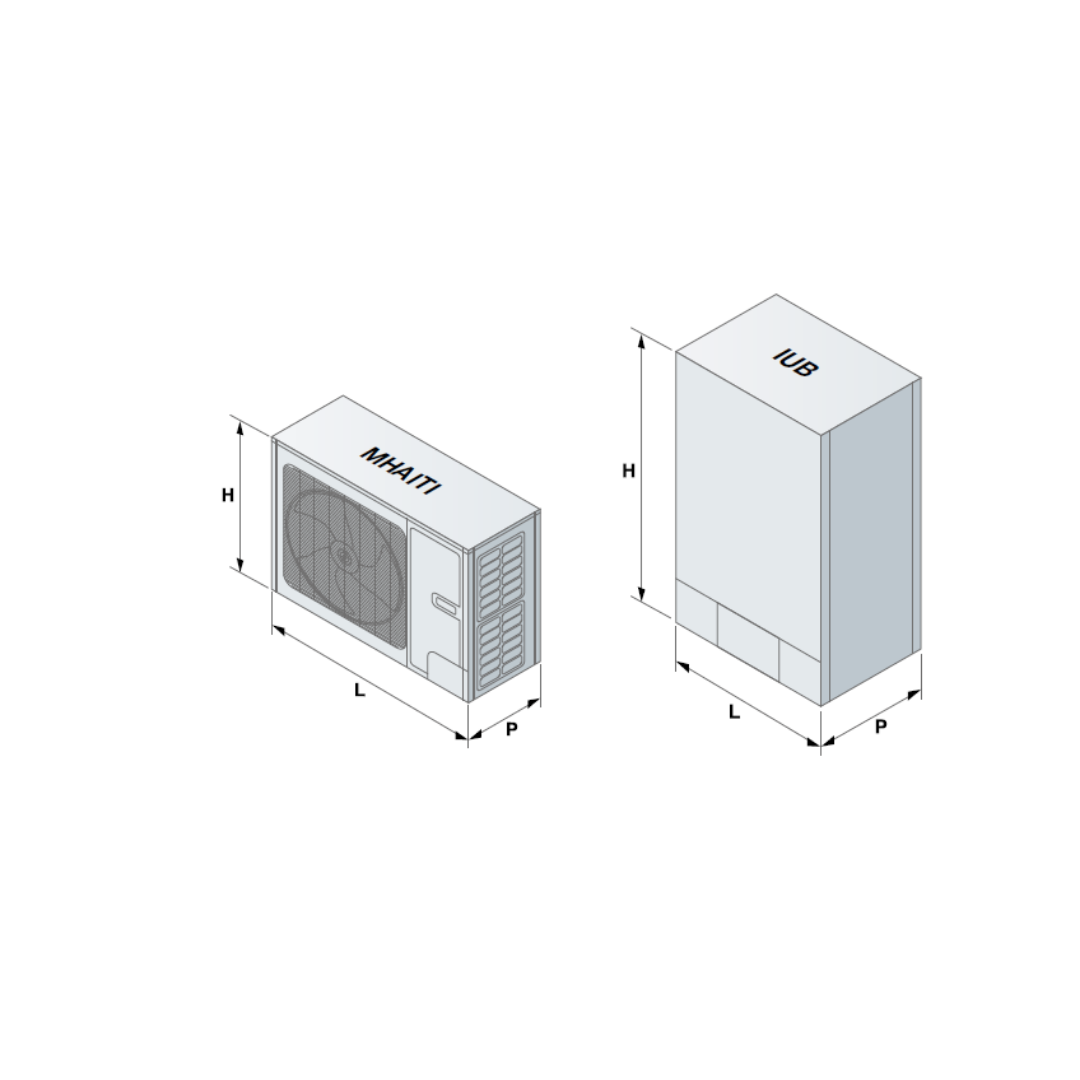 Pompa di Calore Aria/Acqua a Due Sezioni Inverter Rhoss Electa-Ecos.2-B 14 kW MHAITI 114M + IUB 16M R-32 A+++