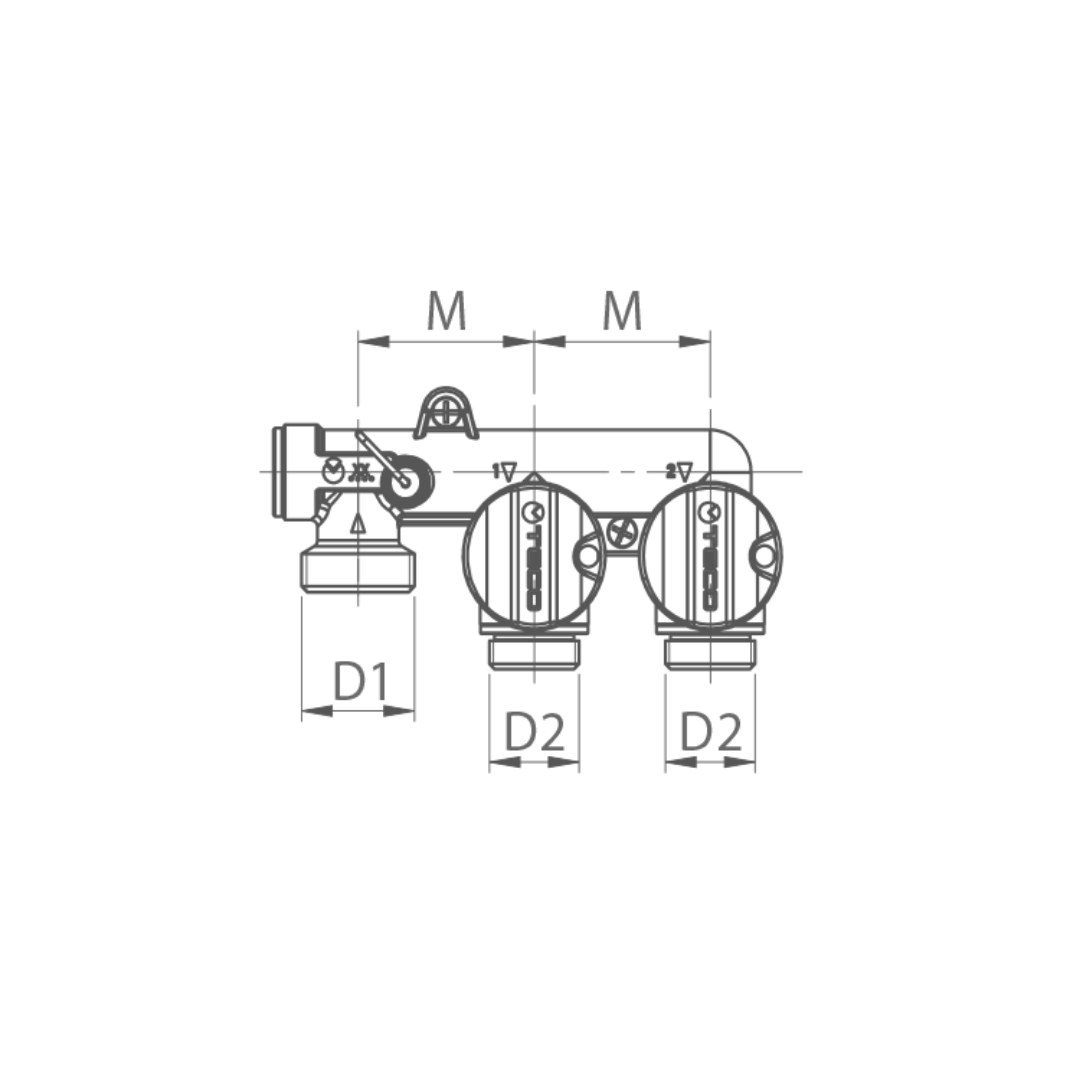 TECO Collettore Gas Multi-Intercettazione a Due Vie Modello K2.2 - Cod. K202CC10100