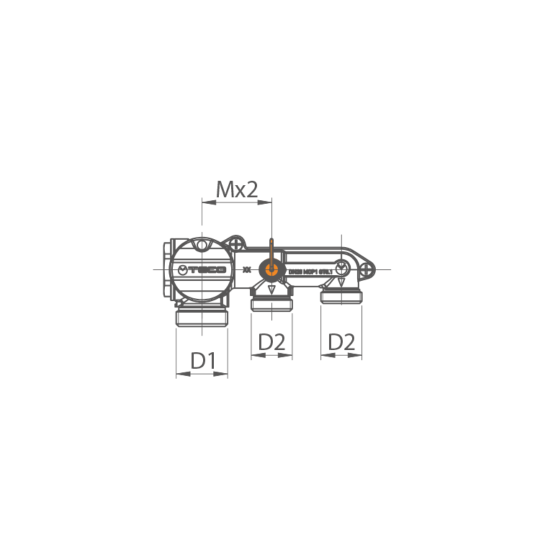 TECO Collettore Gas Con Intercettazione Generale a Due Vie Modello K2.3 - Cod. K203CC10100