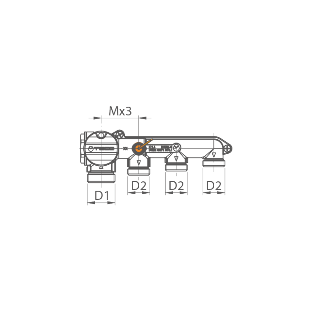 TECO Collettore Gas Con Intercettazione Generale a Tre Vie Modello K2.4 - Cod. K204DC10100