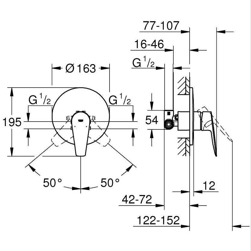 Miscelatore Monocomando Grohe BauEdge Per Doccia Incasso Cod. 29078001