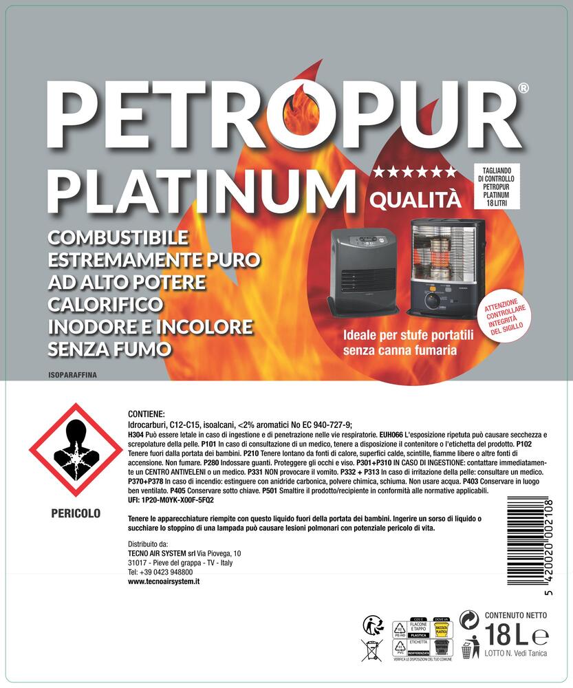 TECNOAIR SYSTEM Combustibile Liquido Petropur Platinum - Tanica Da 18 Lt