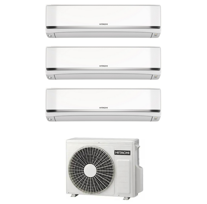 Condizionatore Climatizzatore Hitachi Trial Split Inverter AirHome 800 9000+9000+12000 BTU Con RAM-G68N3HAE Wi-Fi Integrato 9+9+12