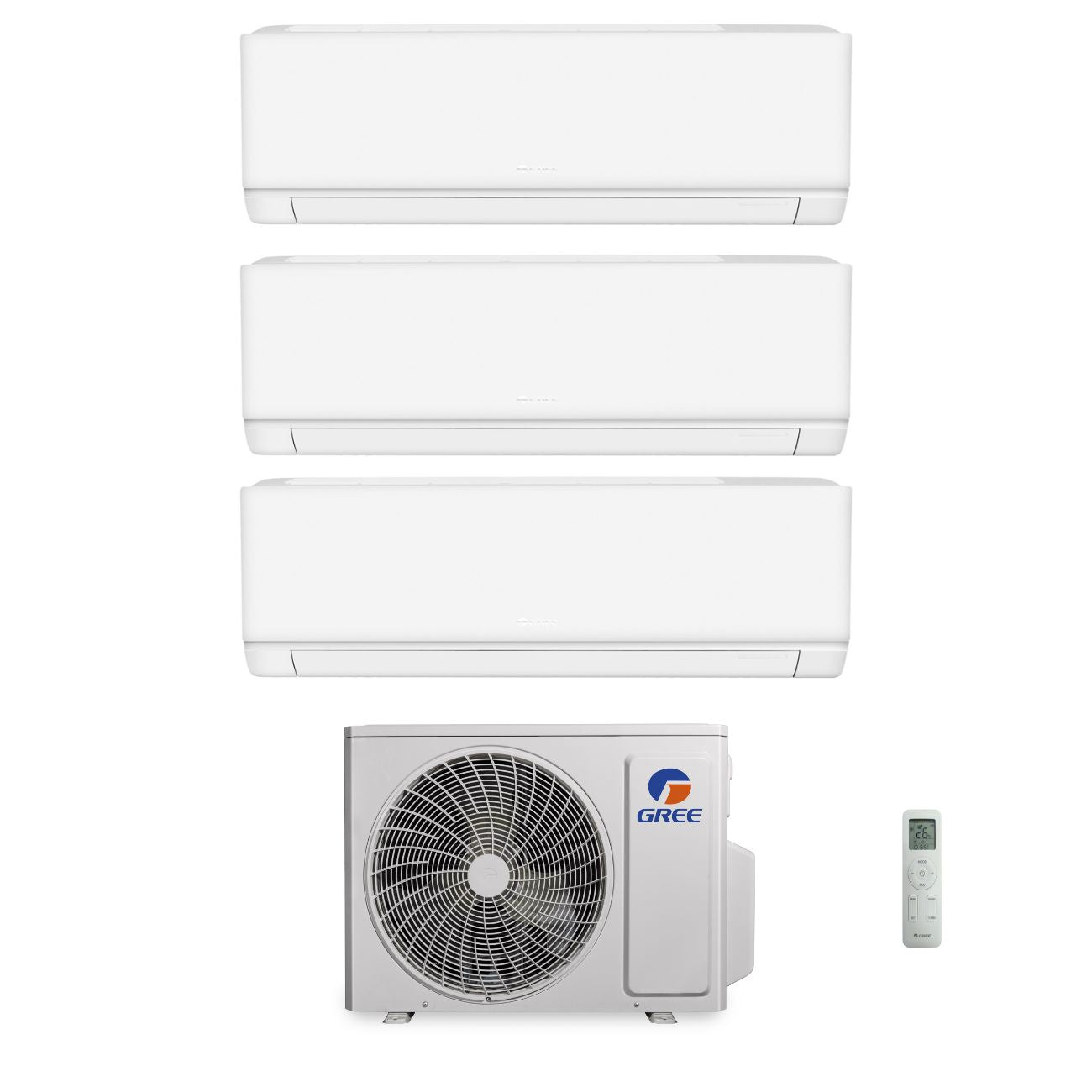 Condizionatore Climatizzatore Gree Trial Split Inverter R-32 Modello Cosmo 9000+9000+12000 BTU Wi-Fi Integrato Con GWHD(21)NK6OO