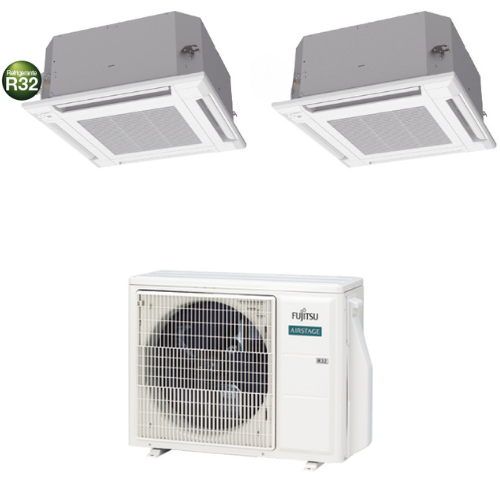 Condizionatore Climatizzatore Fujitsu Dual Split Inverter a Cassetta R-32 Serie KV 12000+12000 BTU Con AOEG18KBCA2 Wi-Fi Optional