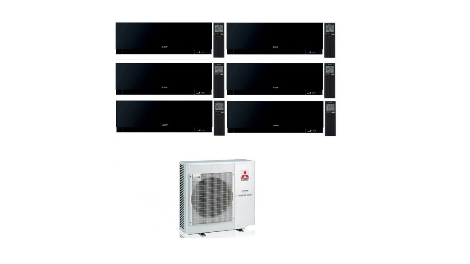 Mitsubishi Electric Quadri Split inverter air conditioner Kirigamine Zen Black R-32 7000+9000+9000+12000 Black color with MXZ-4F72VF4 7+9+9+12