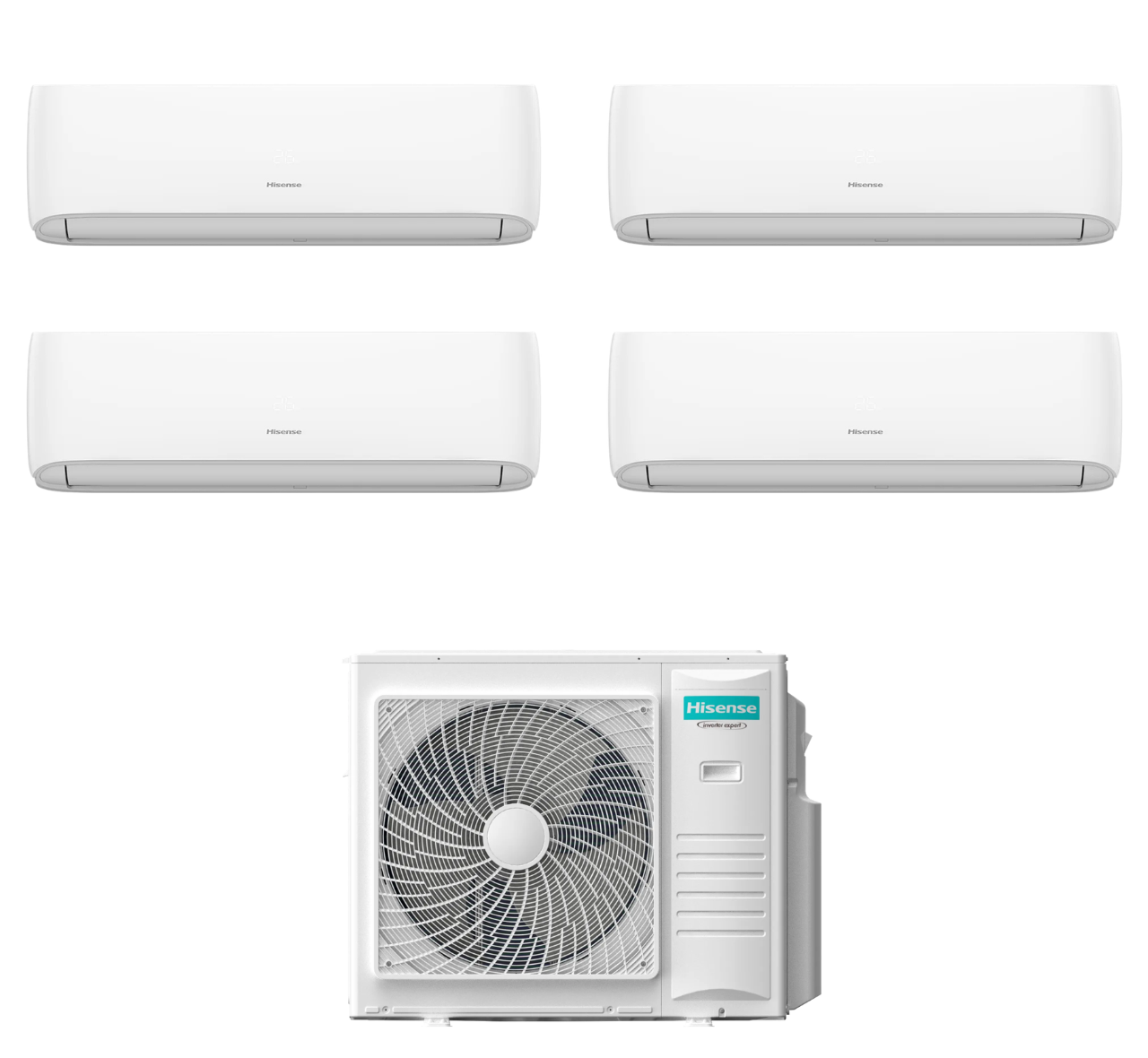 Condizionatore Climatizzatore Hisense Quadri Split Inverter R-32 Hi-Comfort 7000+9000+9000+12000 Con 4AMW81U4RJC WiFi Integrato 7+9+9+12