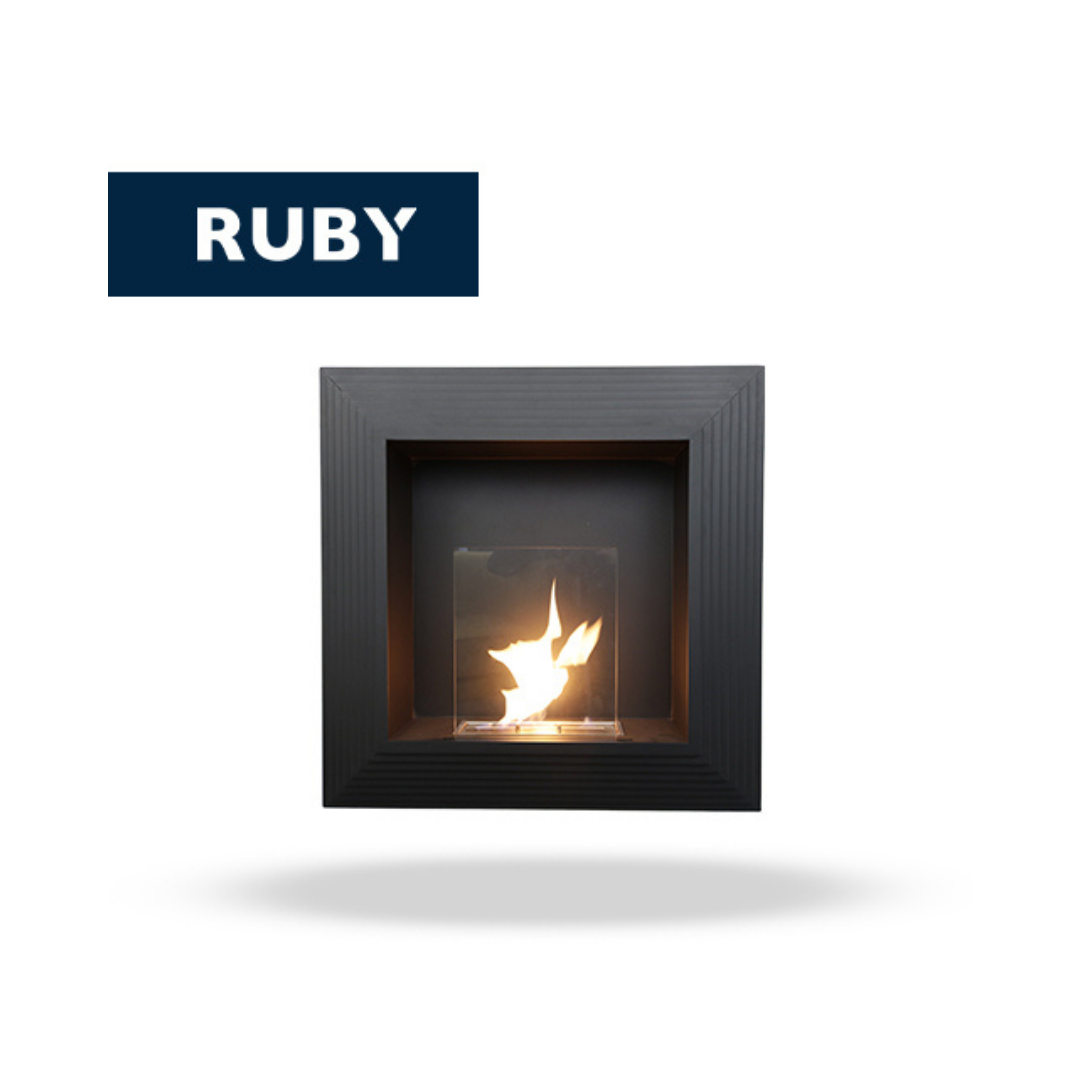 TECNOAIR SYSTEM Camino a Bioetanolo Ruby Da Parete Modello ELYSIUM Da 2,5 kW - Colore Nero