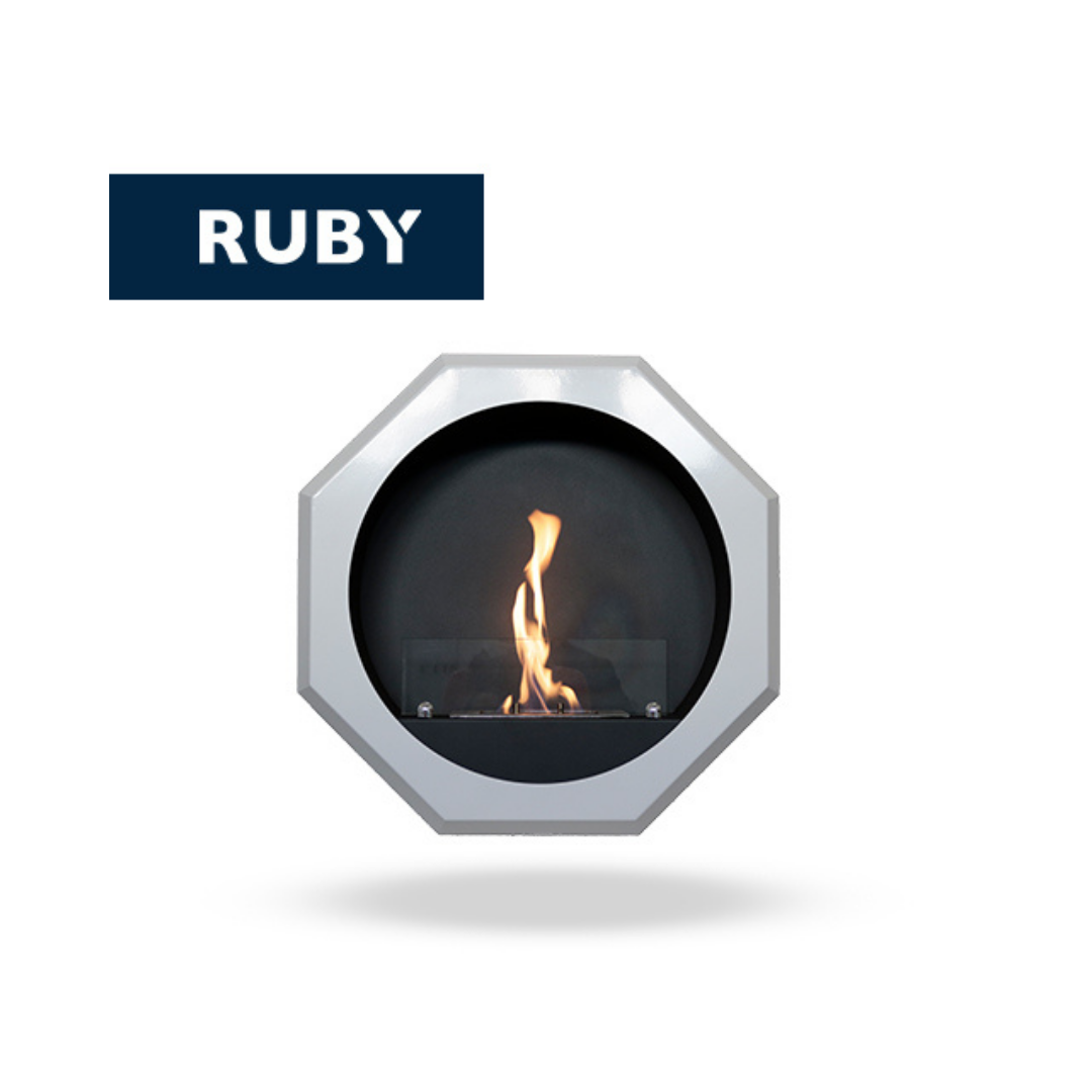 TECNOAIR SYSTEM Camino a Bioetanolo Ruby Da Parete Modello PALMANOVA Da 2,0 kW - Colore Bianco