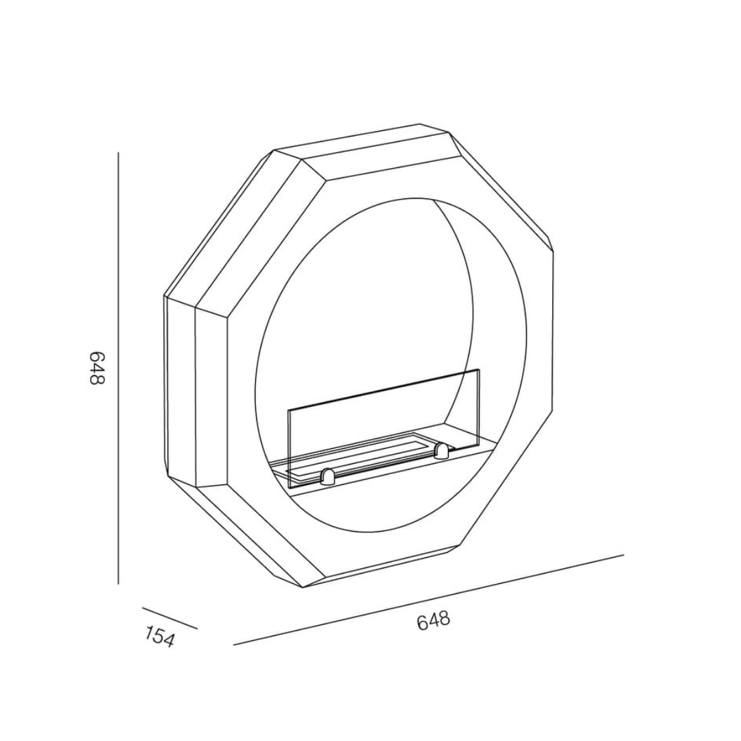 TECNOAIR SYSTEM Camino a Bioetanolo Ruby Da Parete Modello PALMANOVA Da 2,0 kW - Colore Bianco