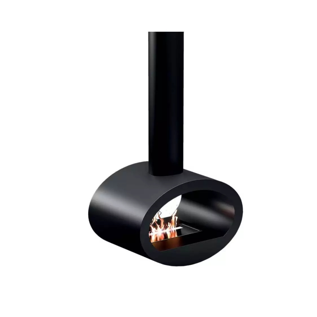 TECNOAIR SYSTEM Camino a Bioetanolo Ruby Da Soffitto Modello CERVINIA Da 2,0 kW - Colore Nero